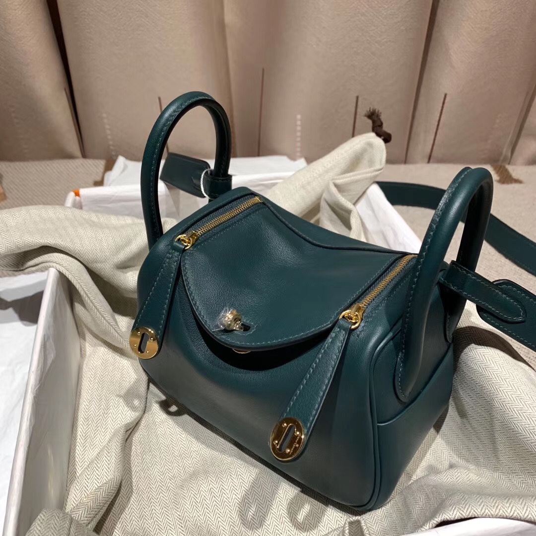 에르메스 미니 린디백19 그린 금장